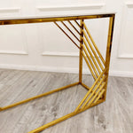 Load image into Gallery viewer, Plush-CNT-35 Gold Console Table with Polar White Sintered Top