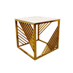 Load image into Gallery viewer, Plush-DT-35 Gold Lamp Table with Polar White Sintered Top