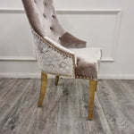 Load image into Gallery viewer, Plush-DC-01 Gold Dining Chair with Lion Knocker & Quilted Back