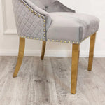 Load image into Gallery viewer, Plush-DC-01 Gold Dining Chair with Lion Knocker & Quilted Back