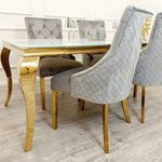 Load image into Gallery viewer, Plush-DC-01 Gold Dining Chair with Lion Knocker & Quilted Back
