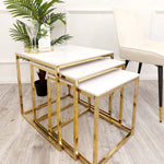 Load image into Gallery viewer, Cato Nest of 3 Square Coffee Tables with Polar White Sintered Stone Tops
