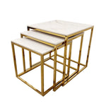 Load image into Gallery viewer, Cato Nest of 3 Square Coffee Tables with Polar White Sintered Stone Tops