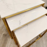 Load image into Gallery viewer, Cato Nest of 3 Square Coffee Tables with Polar White Sintered Stone Tops
