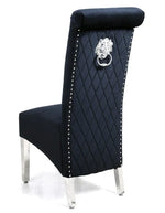 Load image into Gallery viewer, Plush-DC-25 Black Colour Chrome Leg Lion Knocker Dining Chair