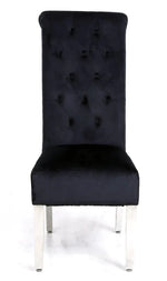 Load image into Gallery viewer, Plush-DC-25 Black Colour Chrome Leg Lion Knocker Dining Chair