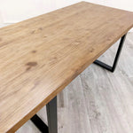Load image into Gallery viewer, Plush-DT-19 1.8 Dining Table Solid Dark Pine wood with Matt Black Metal Legs