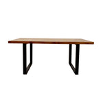 Load image into Gallery viewer, Plush-DT-19 1.8 Dining Table Solid Dark Pine wood with Matt Black Metal Legs