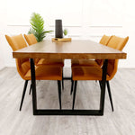 Load image into Gallery viewer, Plush-DT-19 1.8 Dining Table Solid Dark Pine wood with Matt Black Metal Legs