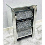 Load image into Gallery viewer, Crushed Crystal Slanted 3 Drawer Bedside