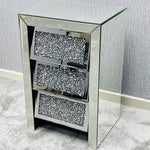 Load image into Gallery viewer, Crushed Crystal Slanted 3 Drawer Bedside