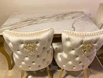 Load image into Gallery viewer, Plush-DT-13 120cm Cream & Gold Frame Marble Table