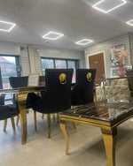 Load image into Gallery viewer, Plush-DT-13 180cm Gold Frame Marble Table (Black & Gold)