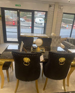 Load image into Gallery viewer, Plush-DT-13 160cm Black & Gold Frame Marble Table