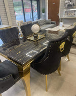 Load image into Gallery viewer, Plush-DT-13 180cm Gold Frame Marble Table (Black & Gold)
