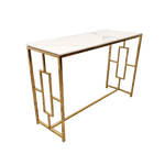 Load image into Gallery viewer, Plush-CNT-37 Gold Console Table with Polar White Sintered Top