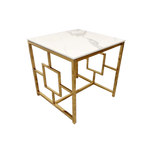 Load image into Gallery viewer, Plush-DT-37 Gold Lamp Table with Polar White Sintered Top