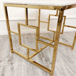Load image into Gallery viewer, Plush-DT-37 Gold Lamp Table with Polar White Sintered Top