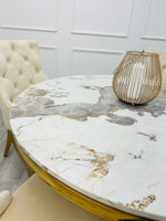 Load image into Gallery viewer, Plush-DT-02 Gold Dining Table 1.3m Round
