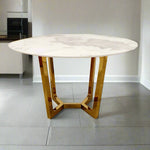Load image into Gallery viewer, Plush-DT-03 Gold 1.2 Round Dining Table with Sintered Stone Top