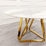 Load image into Gallery viewer, Plush-DT-17 Gold 1.3 Round Dining Table with Sintered Stone Top
