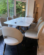 Load image into Gallery viewer, Plush-DT-01 Gold 1.8 Dining Table with Polar White Sintered Stone Top