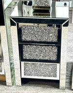 Load image into Gallery viewer, Crushed Crystal Slanted 3 Drawer Bedside