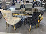 Load image into Gallery viewer, Plush-DT-13 180cm Gold Frame Marble Table (Black & Gold)