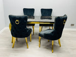 Load image into Gallery viewer, Plush-DT-13 160cm Black & Gold Frame Marble Table
