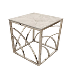 Load image into Gallery viewer, Plush-DT-33 Chrome Lamp Table with Stomach Ash Grey Sintered Top