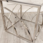 Load image into Gallery viewer, Plush-DT-33 Chrome Lamp Table with Stomach Ash Grey Sintered Top