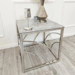 Load image into Gallery viewer, Plush-DT-33 Chrome Lamp Table with Stomach Ash Grey Sintered Top