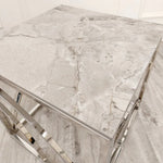 Load image into Gallery viewer, Plush-DT-33 Chrome Lamp Table with Stomach Ash Grey Sintered Top