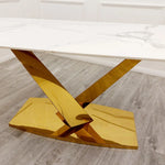 Load image into Gallery viewer, Plush-DT-11 Gold 1.8 Dining Table with Polar White Sintered Stone Top