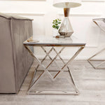 Load image into Gallery viewer, Plush-DT-33 Chrome Lamp Table with Stomach Ash Sintered Stone Top
