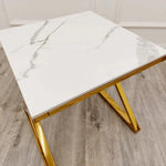 Load image into Gallery viewer, Plush-DT-36 Gold Lamp Table with Polar White Sintered Top