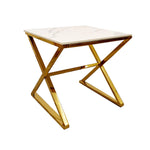 Load image into Gallery viewer, Plush-DT-36 Gold Lamp Table with Polar White Sintered Top