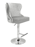 Load image into Gallery viewer, Plush-BS-27 HQ Silver Velvet Bar Stool