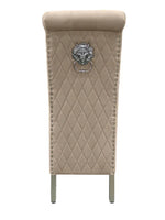 Load image into Gallery viewer, Plush-DC-25 Mink Colour Chrome Leg Lion Knocker Dining Chair