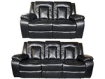 Load image into Gallery viewer, PARIS 3+2 RECLINER LEATHER AIRE SOFA – BLACK