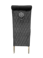 Load image into Gallery viewer, Plush-DC-25 Grey Colour Chrome Leg Lion Knocker Dining Chair