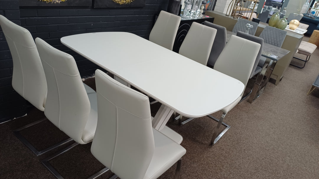 Lazaro white Dining Table with 6 Chairs