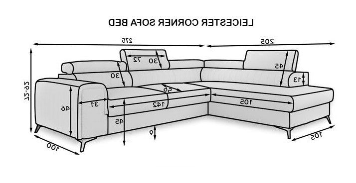 Laurence Corner Sofa Bed Plush Velvet Right Hand - Grey