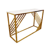 Plush-CNT-35 Gold Console Table with Polar White Sintered Top
