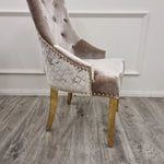 Load image into Gallery viewer, Plush-DC-01 Gold Dining Chair with Lion Knocker &amp; Quilted Back
