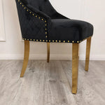 Load image into Gallery viewer, Plush-DC-01 Gold Dining Chair with Lion Knocker &amp; Quilted Back
