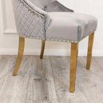 Load image into Gallery viewer, Plush-DC-01 Gold Dining Chair with Lion Knocker &amp; Quilted Back
