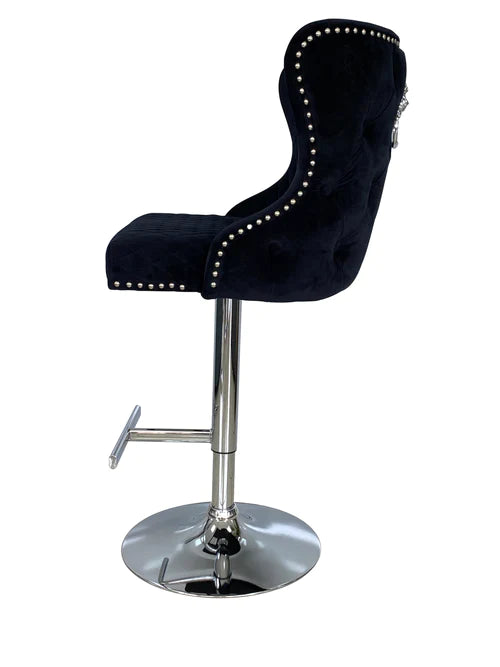 Plush-BS-27 Black Velvet Bar Stool