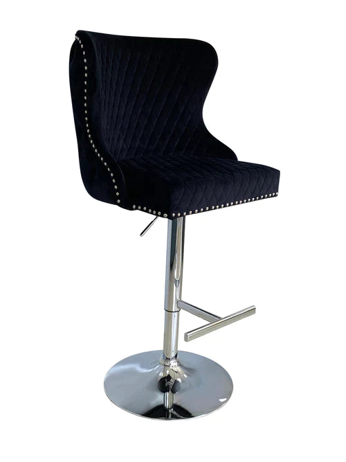 Plush-BS-27 Black Velvet Bar Stool