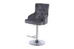 Load image into Gallery viewer, Plush-BS-24 Round Knocker Grey Fabric Bar Stool
